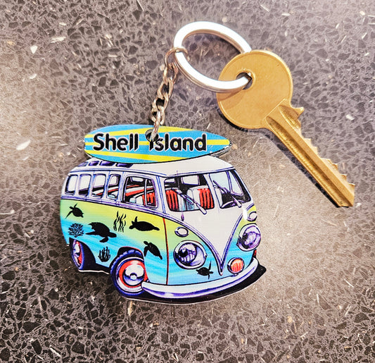 Shell Island campervan keyring